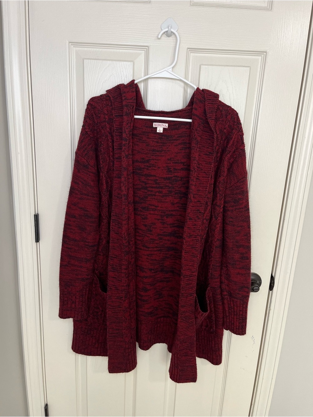 Merona Open Hooded Cardigan Sweater - Deep Burgundy